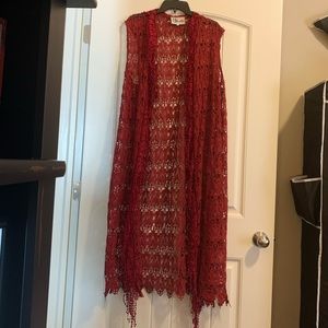L&B Maroon Crochet Duster